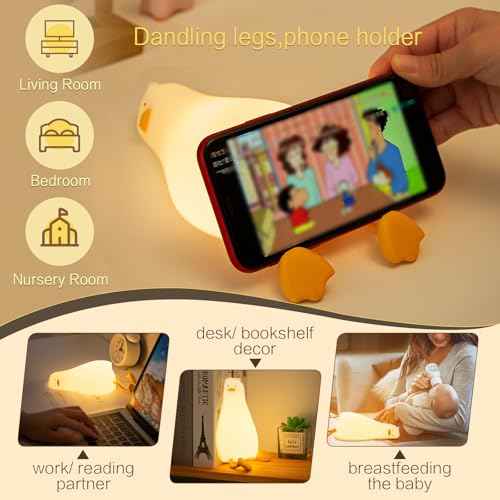 Existential Crisis Duck Lamp - Rechargeable Squishy Night Light for Kids, Lying Flat Ducky Lay Lamps, Fun Xmas Gifts for Duck Lovers, Nursery College Dorm Decor Trendy Stuff, Safe Silicone