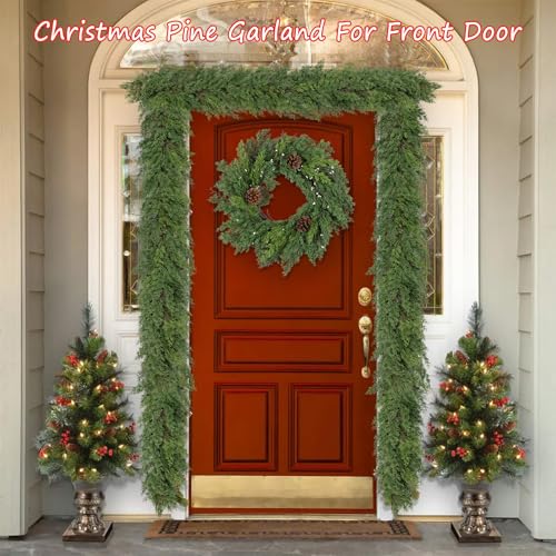 Artgar 9 Ft Christmas Cedar Garland - Realistic Greenery Cypress Garlands (Green 9ft)