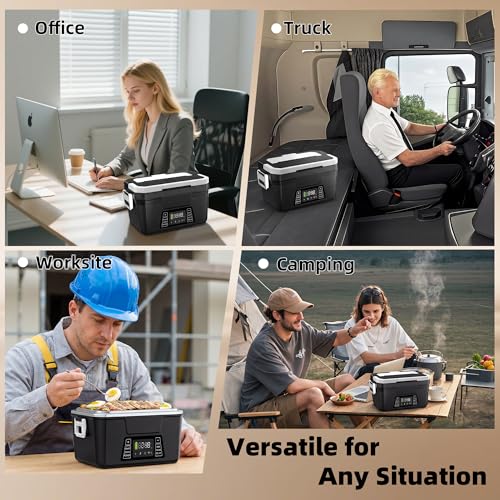 Vabaso 1.2L Cordless Electric Heated Lunch Box with App Control - Black
