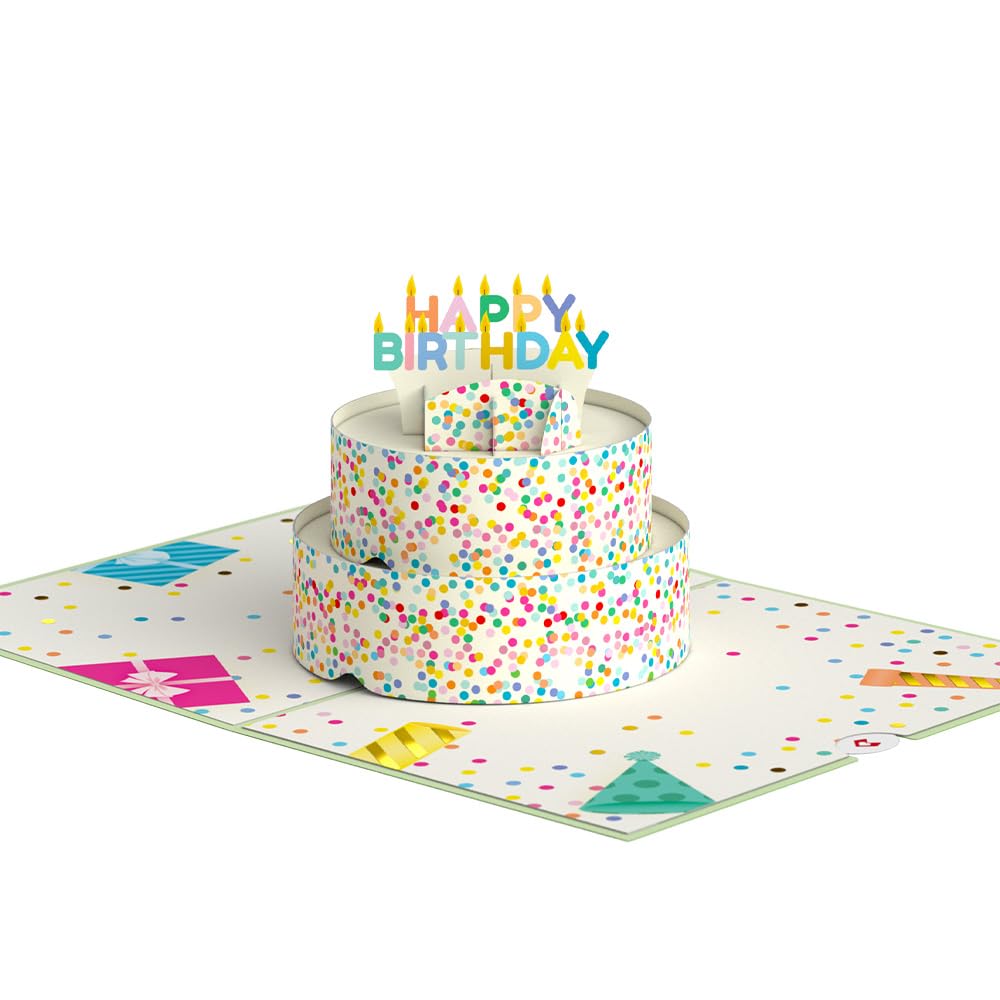 Lovepop Happy Birthday Pop-Up Card for Her, Him, Girls, Boys - 3D Greeting Cards - Sprinkles Cake - 5" x 7" - Blank Notecard & Envelope Included