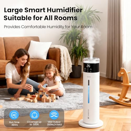 Large 8L Ultrasonic Cool Mist Humidifier for Bedroom & Large Rooms with Remote Control