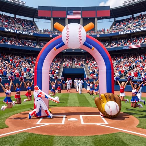 Shappy 9 ft Inflatable Baseball Arch with LED Lights for Party & Game Day Decor