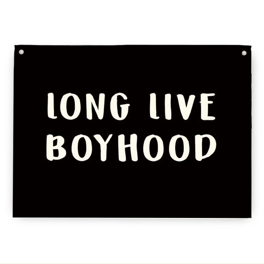 Geondos Boys Room Decor, Long Live Boyhood Wall Decor, Canvas Hanging Banner, Canvas Banner, Wall Hanging Flag Sign for Nursery Playroom Toddler Boys Kids Room 28.4×19.7 Inches