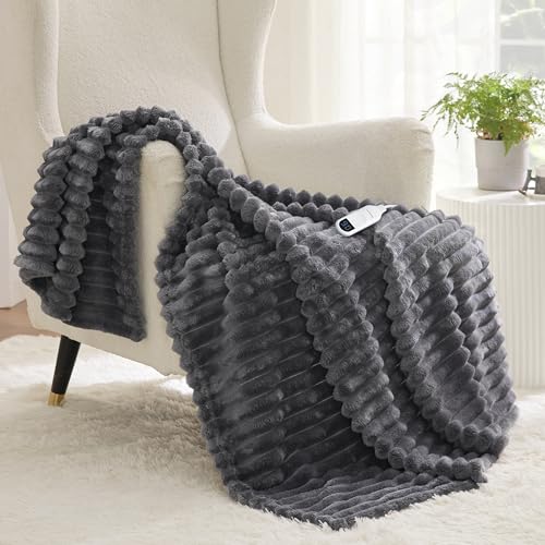 Grey Electric Throw Blanket with Fast Heating & 6 Levels - Bedsure 50x60 Inch - Variation 02