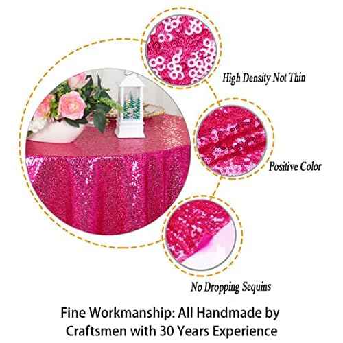 ShinyBeauty Sequin Table Overlay Hot Pink 36''x36'' Small Sequin Tablecloth Square Sequin Table Cloth/Linen for Wedding/Party/Event/Decoration 36inx36in Fuchsia Birthday Tablecloth