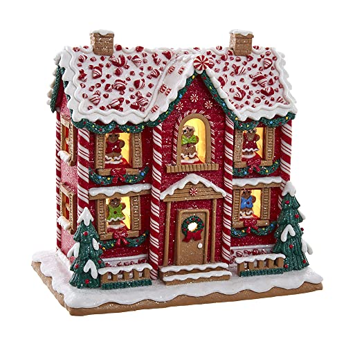 Kurt Adler 9.5-Inch Battery-Operated Gingerbread LED House with Music Box