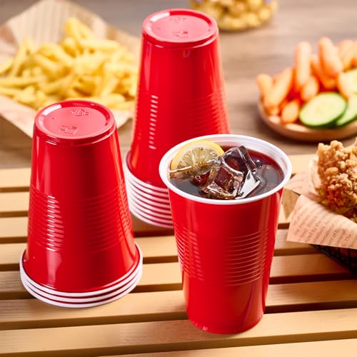 Lilymicky 240 Pack Red Plastic Cups 16 oz Disposable Party Cups - Vibrant & Durable