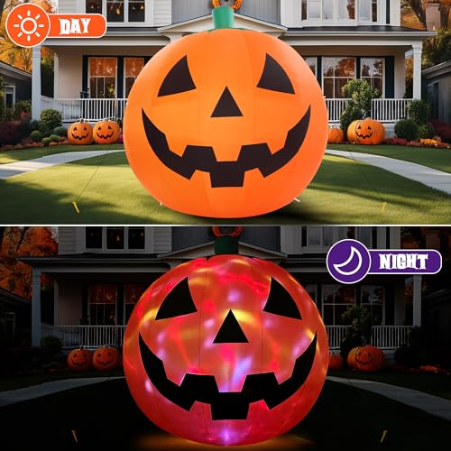 10 FT Giant Inflatable Pumpkin Halloween Outdoor Decoration with LED Lights