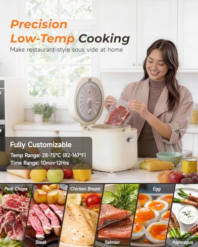 Feekaa Ivory 3-Cup Small Ceramic Coated Rice Cooker - Mini Food Steamer