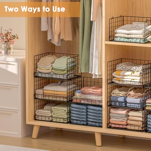 Black 8-Tier Stackable Closet Organizer Shelves Foldable Storage Bins