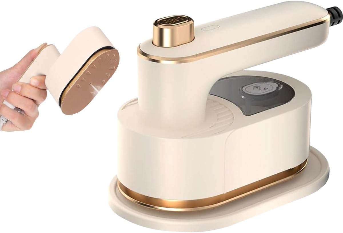 Skiennix Portable Mini Handheld Steam Iron - 180° Rotatable Design for Travel & Home Use | White