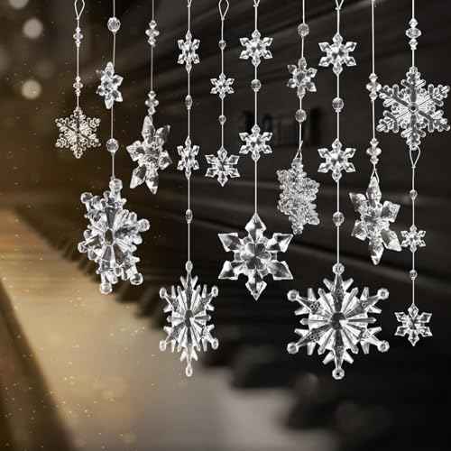 OuMuaMua 12pcs Crystal Christmas Ornaments for Christmas Tree Decorations - Clear Hanging Acrylic Snowflake Ornaments for Christmas Tree Winter Wonderland Party Decorations