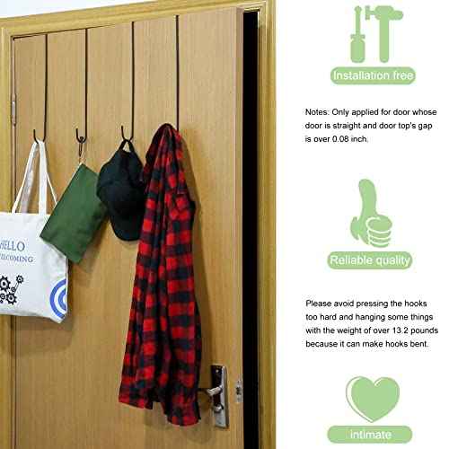 Hotop 15 Inch Wreath Hangers for Front Door Wreath Doors Hangers Steel Material Clothes Towel Hooks Holder Over The Door Hanger Hooks 2 Pcs for Christmas Halloween Front Decorations(Black)