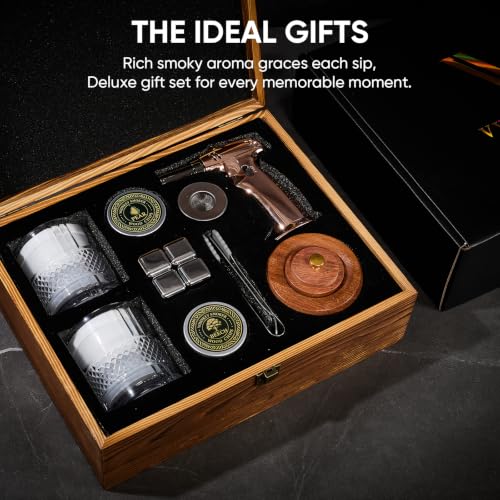 VYRONALEN Natural Whiskey Smoker Kit with Triple-Flame Torch & Glasses - Home Bar Set