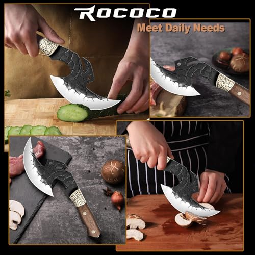 ROCOCO Viking Cleaver Knife 6.1in Full Tang Kitchen Axe Gift for Men