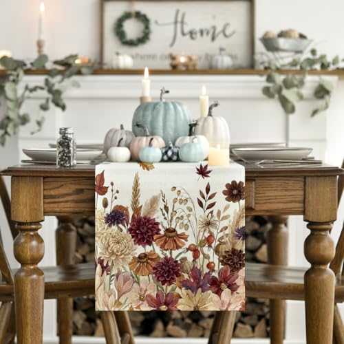 Artoid Mode 13 x 120 Inch Fall Table Runner Beige Polyester Home Decor