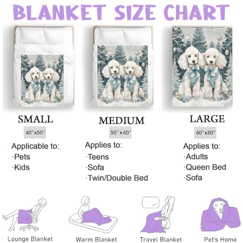 Buttigiy Poodle Christmas Throw Blanket 50x60in for Women Kids, White