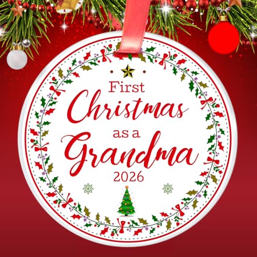 First Christmas as a Grandma Ornament 2026 – New Grandma Christmas Gift by Elegant Chef