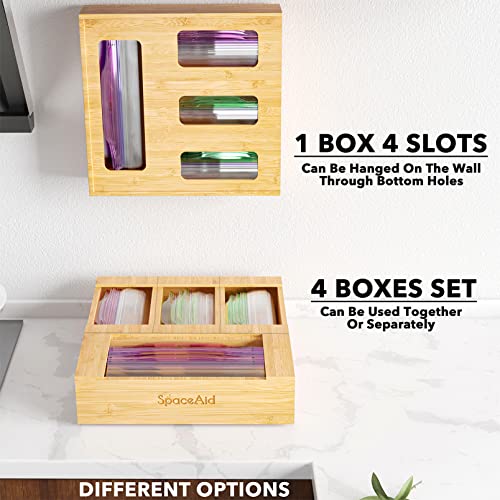 SpaceAid Bag Storage Organizer for Kitchen Drawer, Bamboo Organizer,