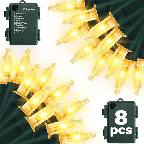 Zaffaella Warm White Battery LED String Lights 33ft, 8 Modes, 8 Pack