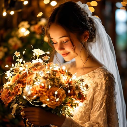 6 Pack Fairy Lights Battery Operated String Lights, 10 LED on 3.3ft Silvery Copper Wire,High Brightness for Wedding Christmas Flowers Gift Box Decoration (6 Pack, Warm White)