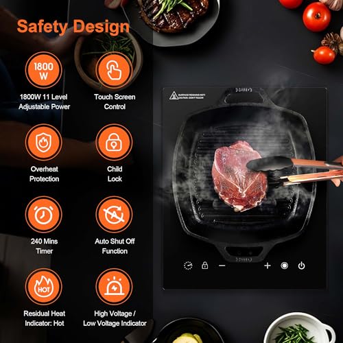 Cooktao 1800W Infrared Double Coil Electric Hot Plate for All Cookware