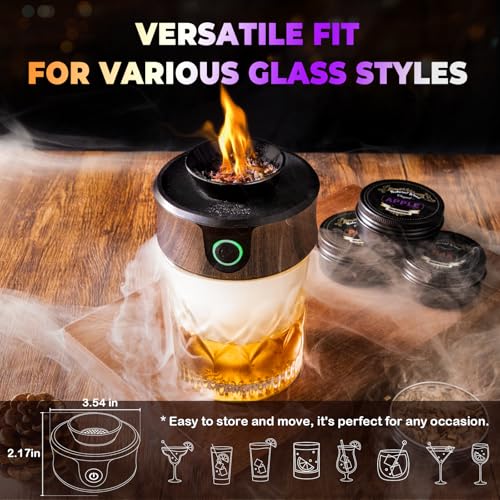 Black Electric Whiskey Smoker Kit with Torch - Infuse Rich Flavors, 6 Wood Chips, Gift for Whiskey Lovers