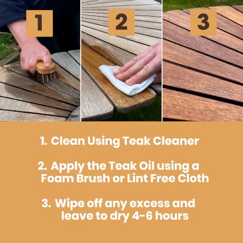 Furniture Clinic Teak Oil 169.07 Fl Oz - Protects Indoor & Outdoor Wood Furniture
