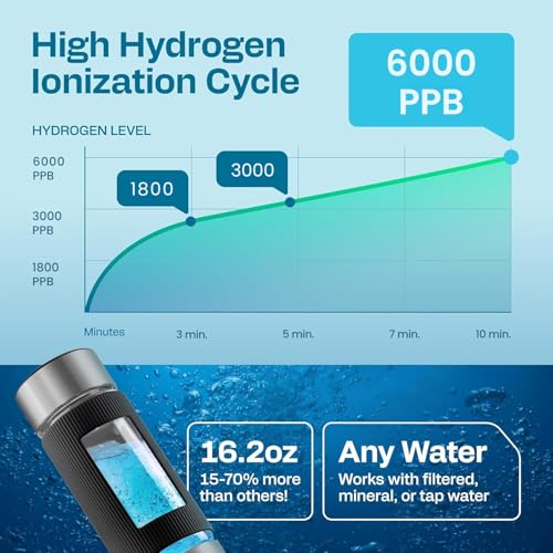 ENERGILZ Silver Hydrogen Water Bottle 16.2oz | Hydrogen Generator 6000 PPB