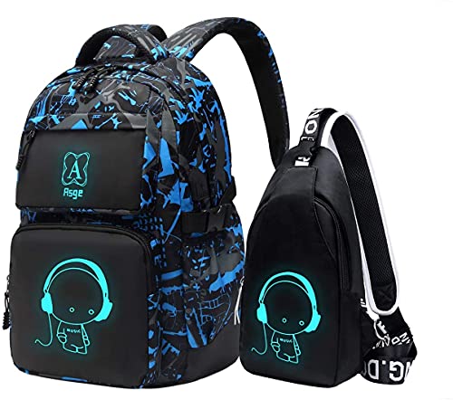 Asge Backpack for School Boys Backpacks Kids Camo Bookbag Middle Bags
