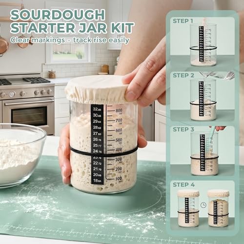 KitHero Sourdough Kit – Complete Bread Baking Supplies with Banneton Baskets, Starter Jar, Tools & Accessories