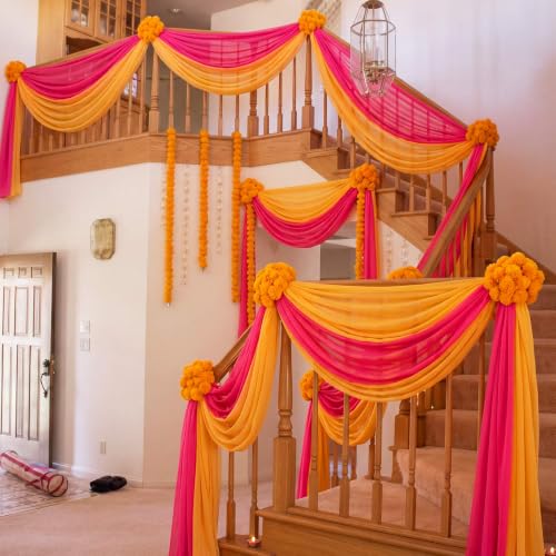 Warm Diwali Marigold Garland Decoration Set - Artificial Floral Pooja Backdrop