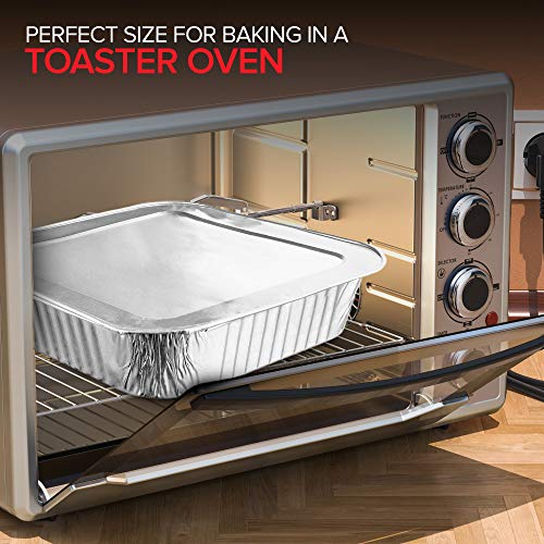 Disposable 8-Inch Square Aluminum Foil Pans with Lids - 50 Pack