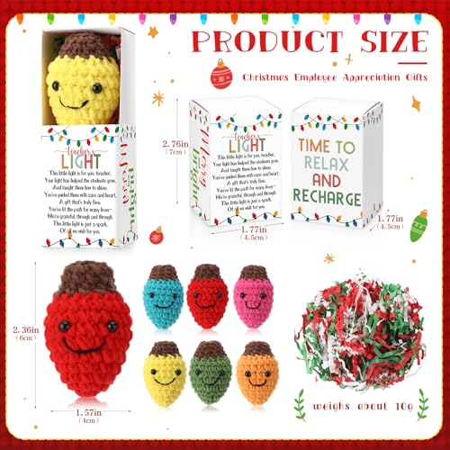 Soulchen 12 Set Christmas Teacher Gifts Crochet Light Bulb Dolls with Boxes