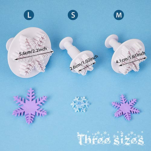 Patelai 6-Piece Snowflake Silicone Molds & Plunger Cutters for Fondant, Chocolate & More