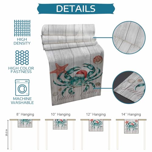 RisQiten 13x90 Inch Christmas Crab Table Runner - Holiday Xmas Decor