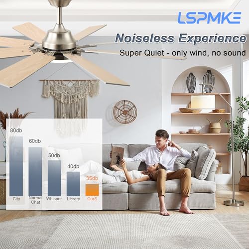 52 Inch Nickel Ceiling Fan with Light & Remote Control - Indoor/Outdoor