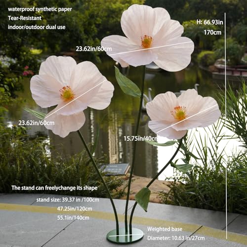 ZEYEXE Champagne Large Artificial Flower Set for Wedding & Event Decor, 68-Inch Giant Fake Flowers with Stand