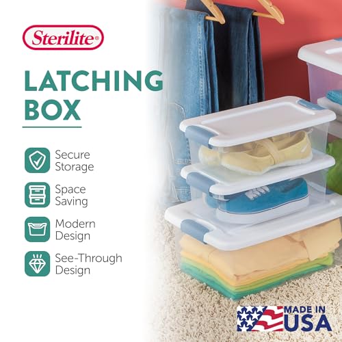 Sterilite 6 Quart Latching Storage Boxes with Lids - 12 Pack