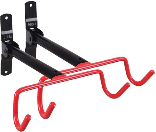 Dirza Bike Wall Mount | Foldable Bicycle Storage Rack - 2 Pack Horizontal Bike Hanger for Garage & Shed