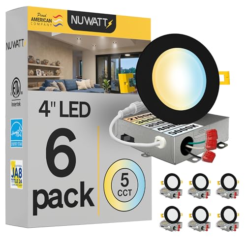 Black 4-Inch LED Recessed Lighting Kit with 5 CCT Dimmable Water-Resistant