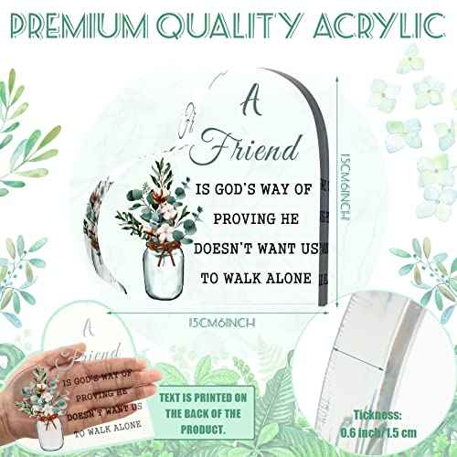 Yulejo Christmas Christian Gifts Birthday Friendship Gifts with Quotes a Friend Is God's Way of Proving He Doesn't Want Us to Walk Alone, 6 x 6 x 0.6 Inch(Heart Style)