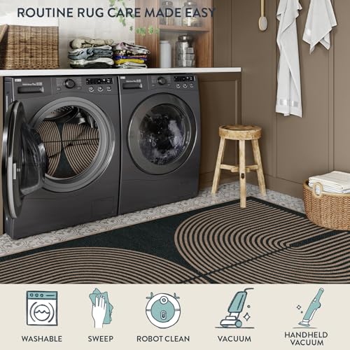 Lahome Enfys Modern Rainbow Kitchen Runner Rug, 2x8 Easy Jute Rug