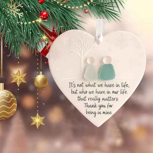 Heart-Shaped Sea Glass Friendship Decor,Timeless Friendship Heart Keepsake,Ornament for Christmas Tree Hanging Ornaments, Sea Glass Art for Best Friends