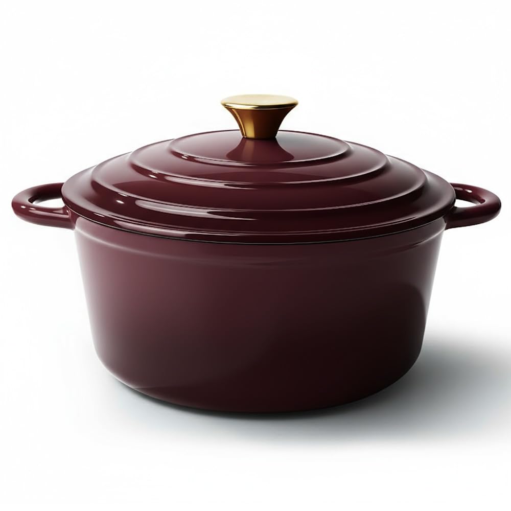 Vintage Style 4.5 Quart Dutch Oven Pot with Lid, Non Stick Enameled Cast Iron Dutch Oven for Bread Baking, Heavy-Duty, Oven Safe Ceramic Cookware Up to 500°F for Baking, Braising, Stews, Roasting, Fig