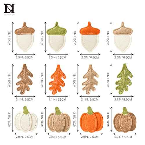 DN DECONATION 12PCS Fall Tree Decorations Felt Ornaments, Felt Pinecones Leaves Mini Pumpkins Ornament Set for Small Tree Thanksgiving Harvest Autumn Fall Hanging Decor