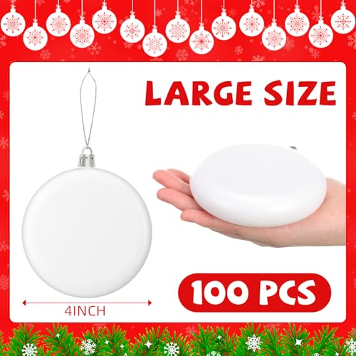 100 Pcs 4 Inch White Matte Christmas Ornament Balls - DIY Holiday Decor
