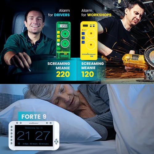 Screaming Meanie 220 Alarm Clock Blue | Heavy-Duty Loud Wake-Up Device
