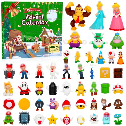 Daughe 48-Piece Christmas Advent Calendar with Holiday Action Figures, Kids & Collectors Gift Set