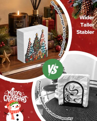 Uniclife Christmas Napkin Holder for Table - Upright Metal Stand, Tree Scene (Christmas Tree - B)